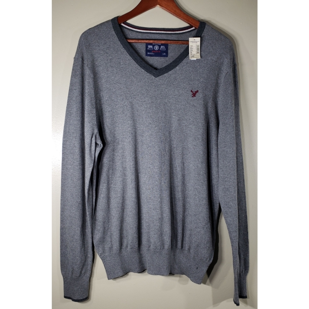 NWT American Eagle V Neck Preppy Sweater L